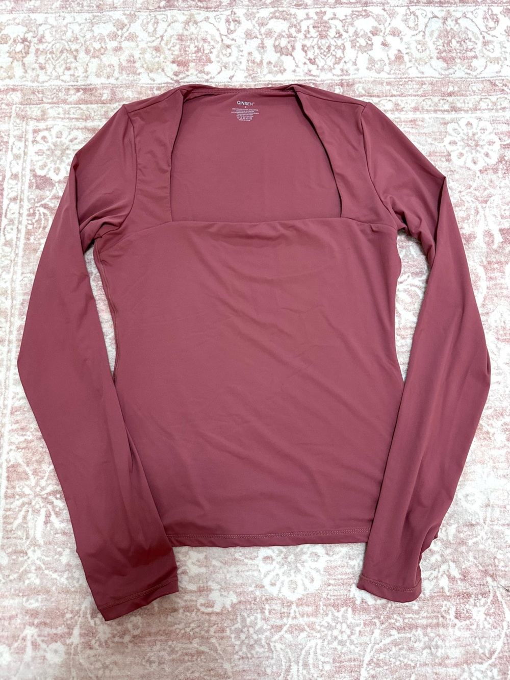 Dusty Rose 🪷 Fitted Square Neck Long Sleeve Top - Picture 5 of 10
